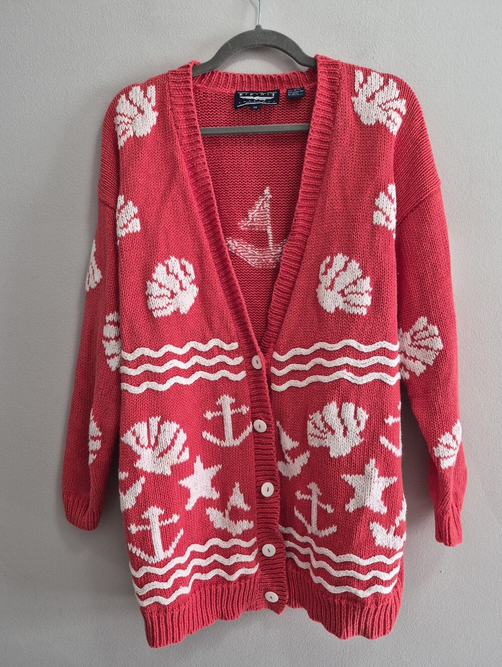 Best American Clothing Co Vintage Nautical Sailing Cardigan Sweater Size Medium